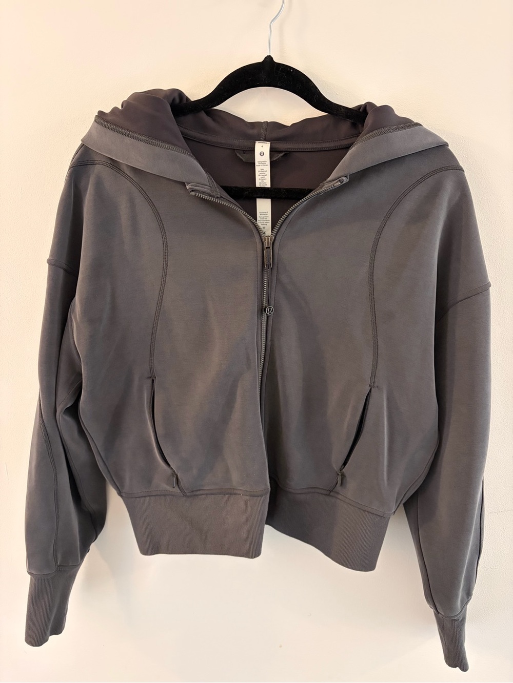 lululemon athletica Charcoal Gray Cropped Hooded Zip Jacket
